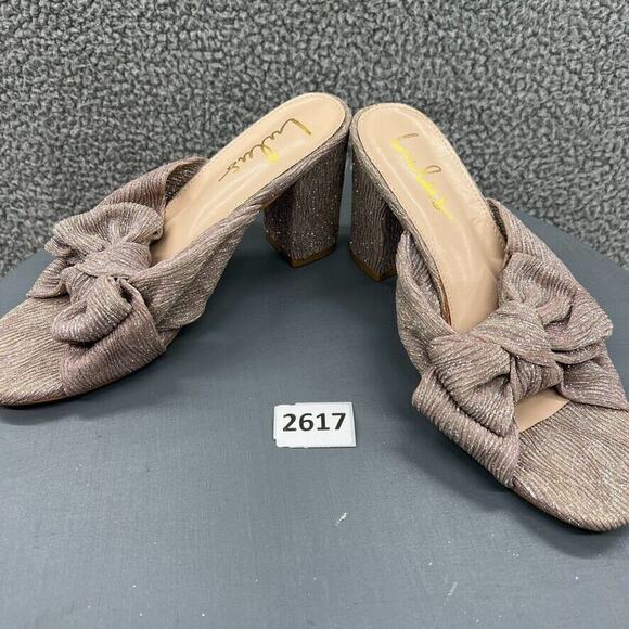 Lulus Dorothea Taro Shimmer Knotted High Heel Sandals Size 8.5 - Picture 15 of 15